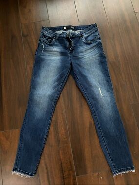 Kut from the Kloth Women's Skinny Jeans - Dark Blue with Faded Wash